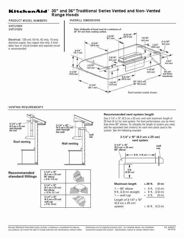 KitchenAid Ventilation Hood KHTU100K-page_pdf